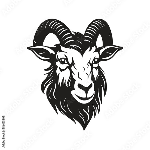 goat head, vector concept digital art, hand drawn illustration