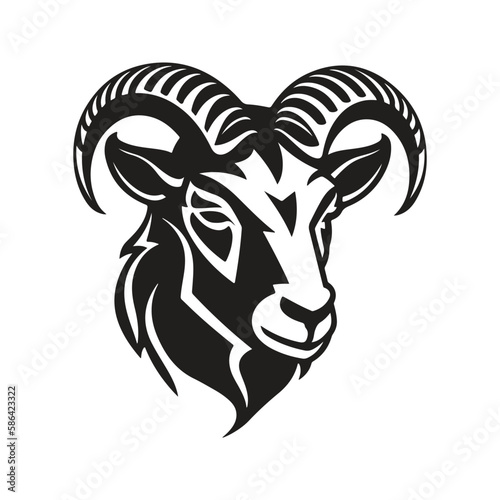 goat head, vector concept digital art, hand drawn illustration