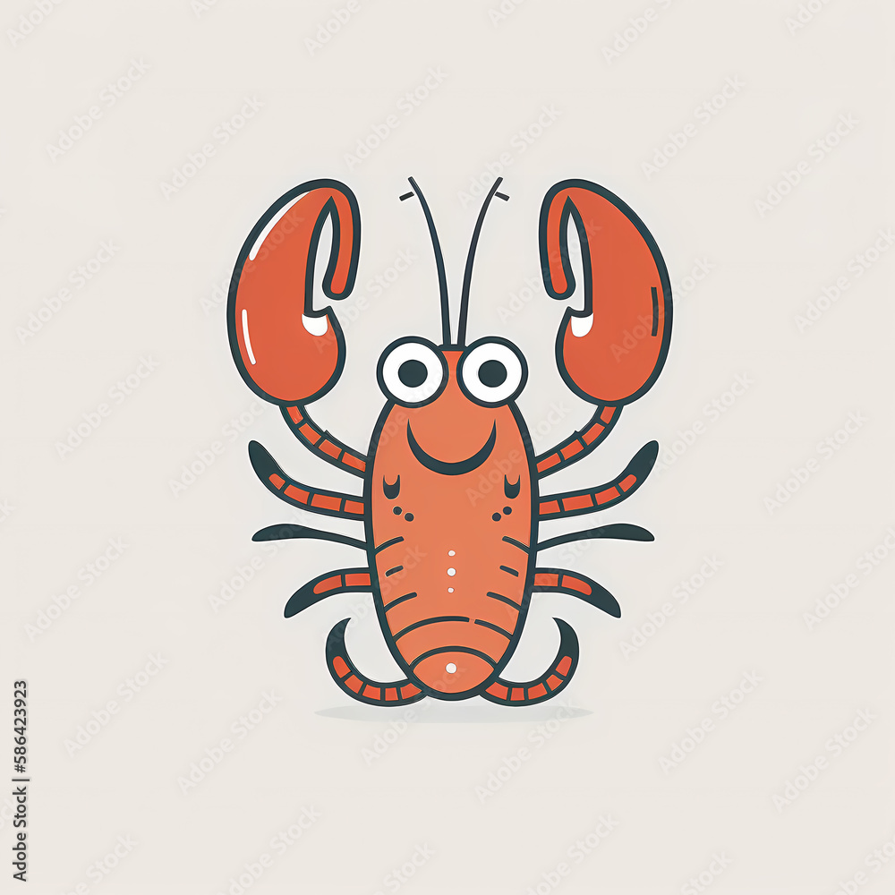 Obraz premium Cute Lobster Logo. Generative AI