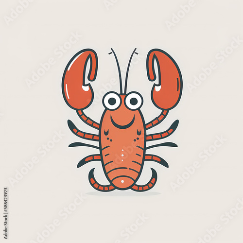 Cute Lobster Logo. Generative AI