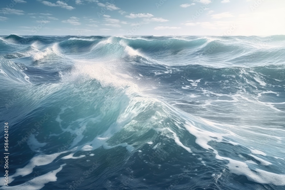 powerful wave crashing in the ocean. Generative AI