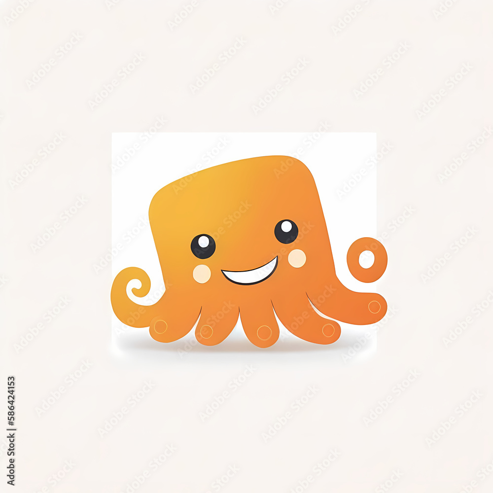 Obraz premium Cute Octopus Logo. Generative AI