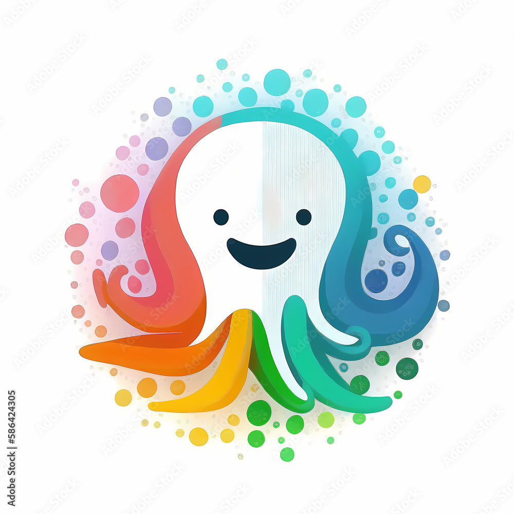 Cute Octopus Logo. Generative AI Cute Octopus Logo. Generative AI