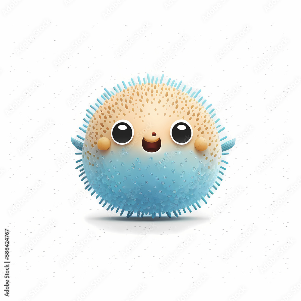 cute puffer fish logo. Generative AI cute puffer fish logo. Generative AI