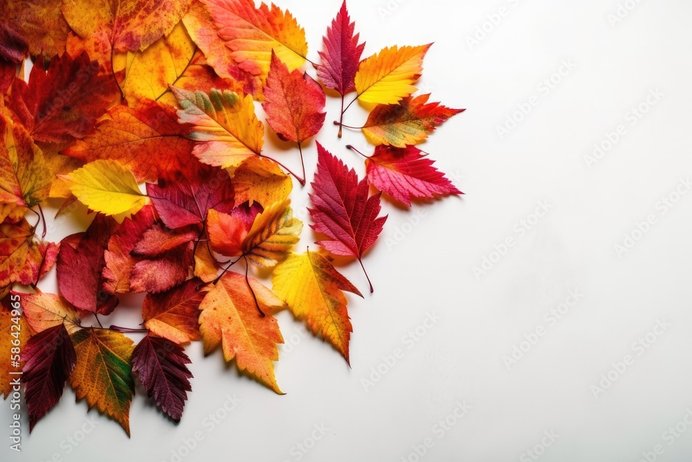 pile of autumn leaves in different colors. Generative AI pile of autumn leaves in different colors. Generative AI