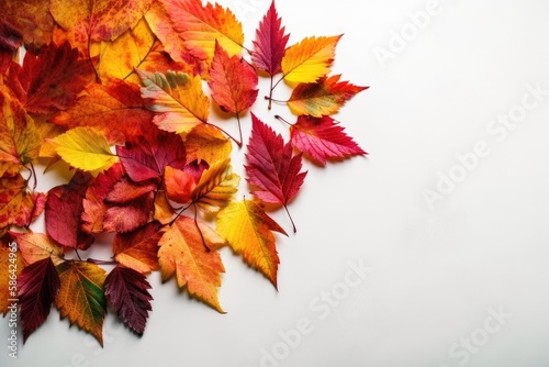pile of autumn leaves in different colors. Generative AI