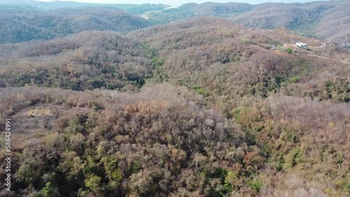 drone footage panoramic view of huatulco oaxaca mexico summer travel destination tropical beach sea mountains