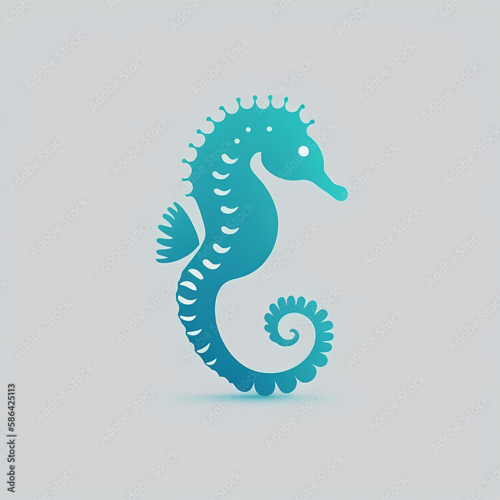 Cute Seahorse logo. Generative AI