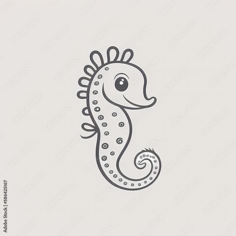 Cute Seahorse logo. Generative AI Cute Seahorse logo. Generative AI
