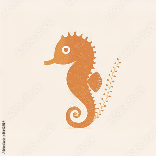 Cute Seahorse logo. Generative AI