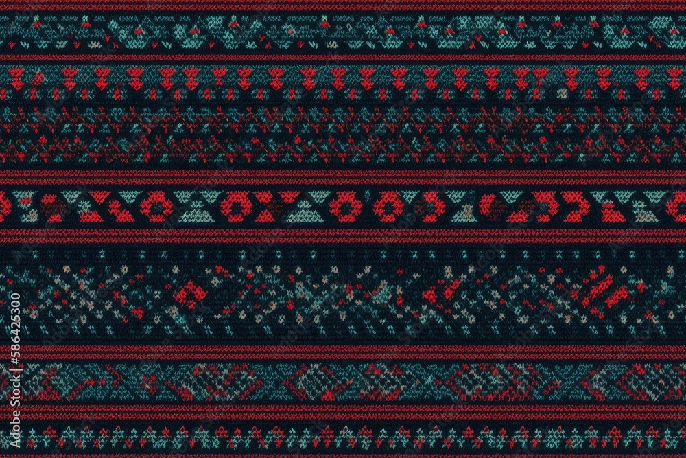 red and blue knitted pattern. Generative AI