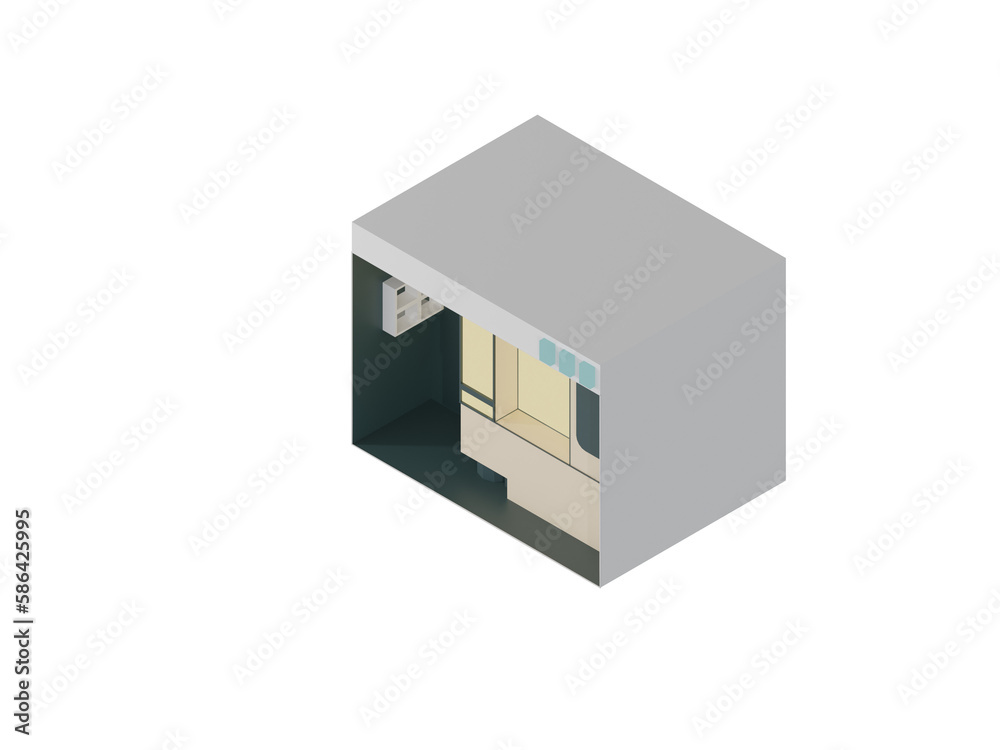 Vector isometric shop Vector isometric building,  low poly isometric city buildings
