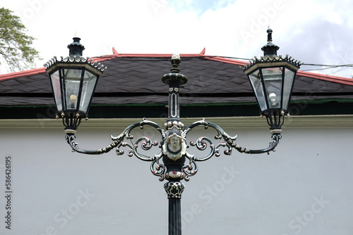 Yogyakarta palace antique lamp. The special lamp in the Keraton Palace of Yogyakarta. photo