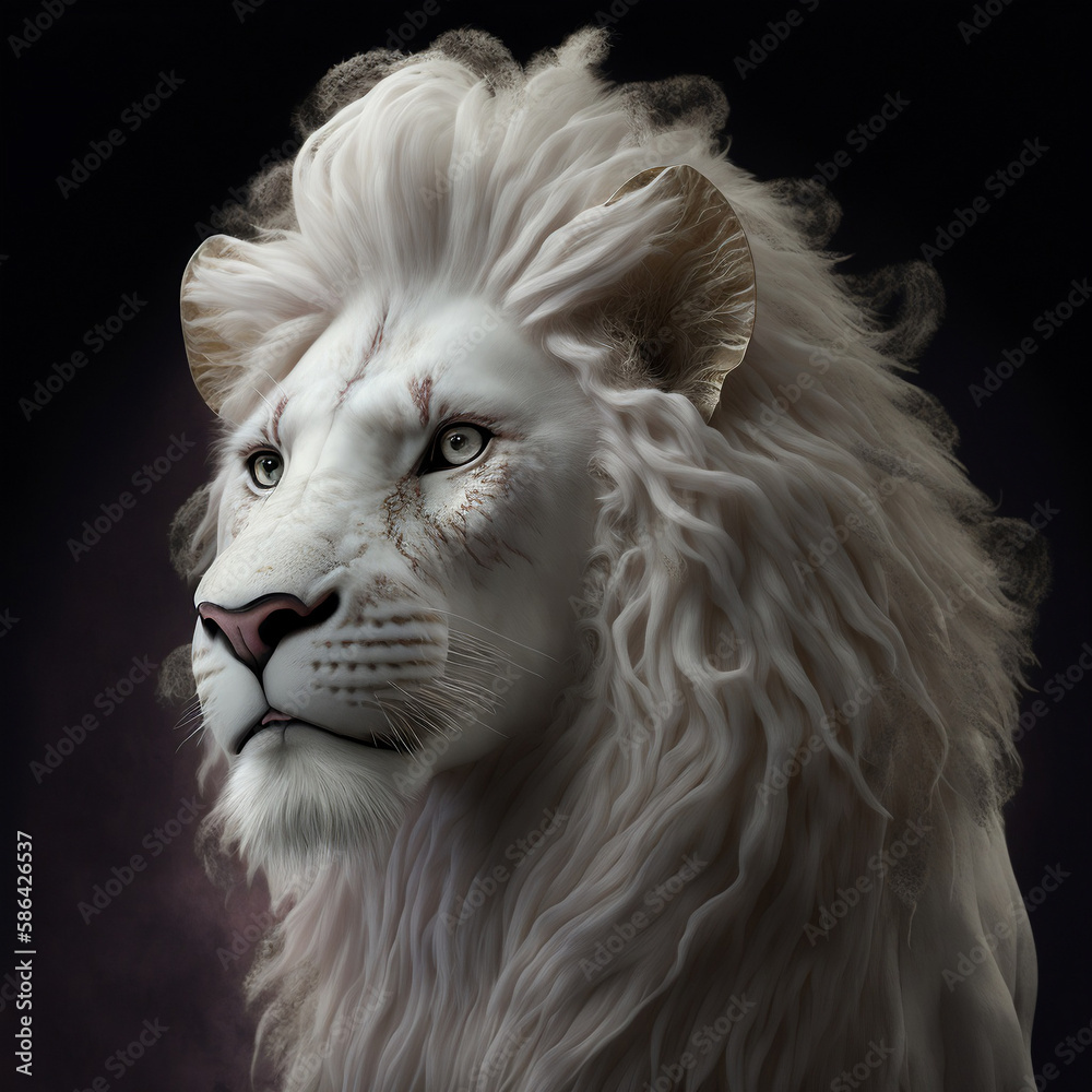 portrait of an albino lion, generative ai