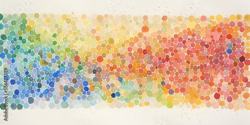 an abstract color theory, watercolored dots, pointillism photo