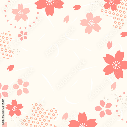 桜モチーフの和風な背景デザイン。日本のイメージ。伝統模様