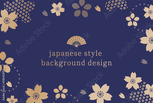 桜モチーフの和風な背景デザイン。日本のイメージ。伝統模様