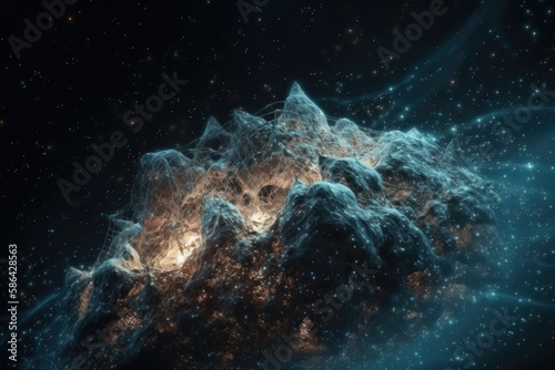 majestic mountain floating in the vastness of space. Generative AI
