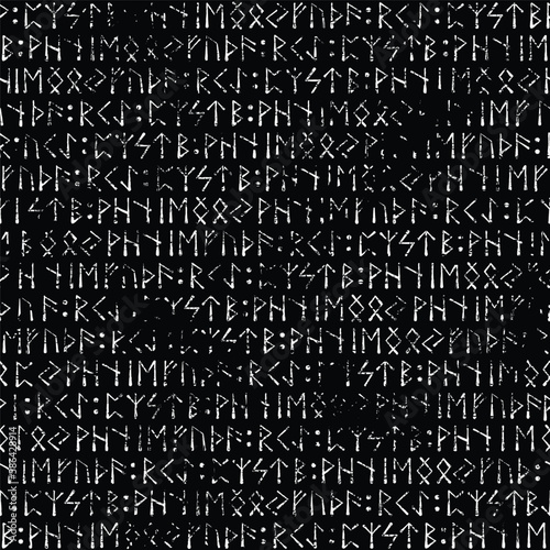 Runic viking black grunge alphabet