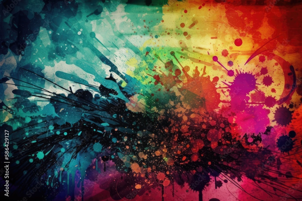 vibrant and chaotic paint splatter background. Generative AI vibrant and chaotic paint splatter background. Generative AI