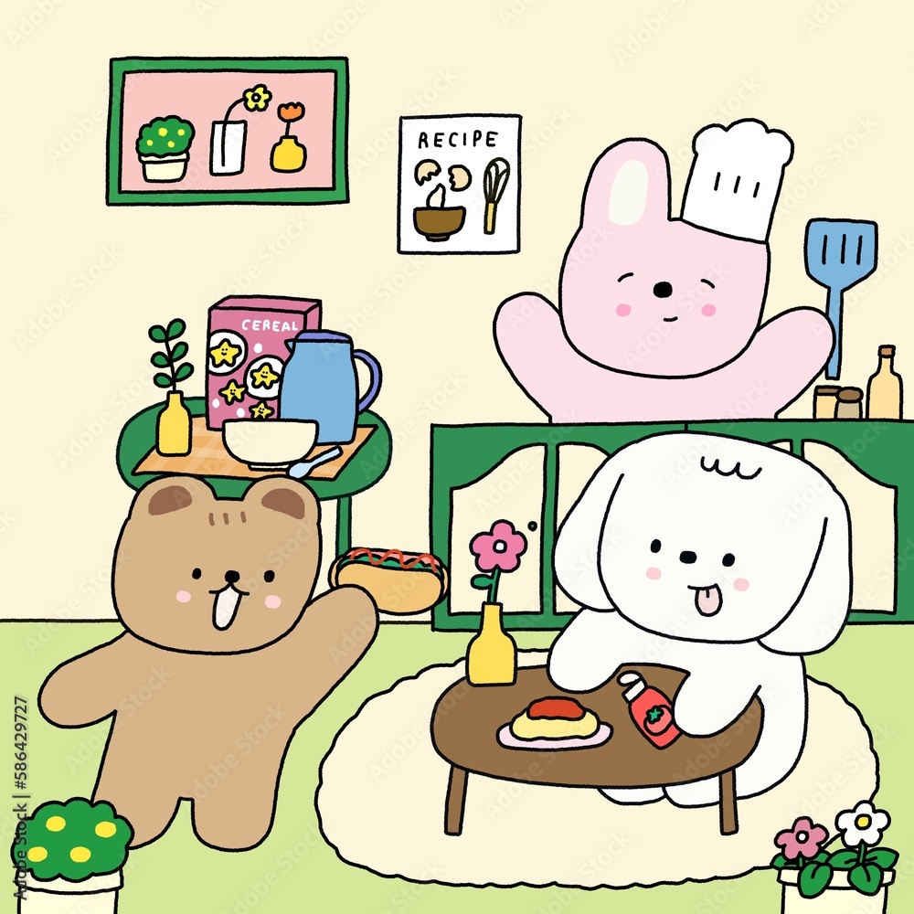Fototapeta premium fluffy gang cooking !
