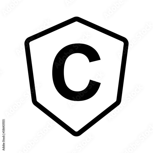 Free Download Shield shaped copyright icon. Rights. Vector. - GFXLoad