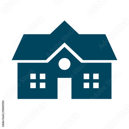 University school building silhouette icon. Vector.