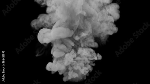 The smoke bomb emits a powerful stream of grey smoke.