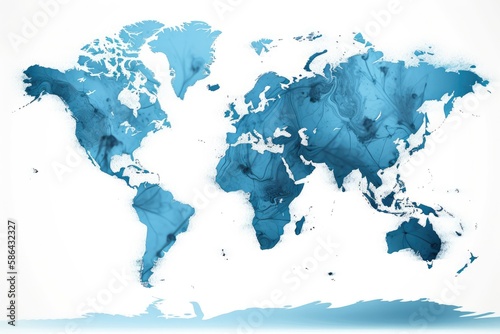 World Map on White Backgroun. Generative AI