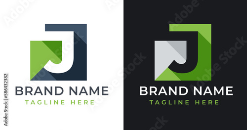 J Letter Logo Design with Abstract Square Shape