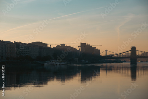 Budapest beautiful panoramic view at sunset - Margaret bridge