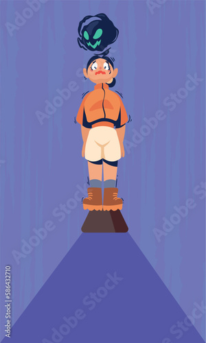 woman sufering of acrophobia