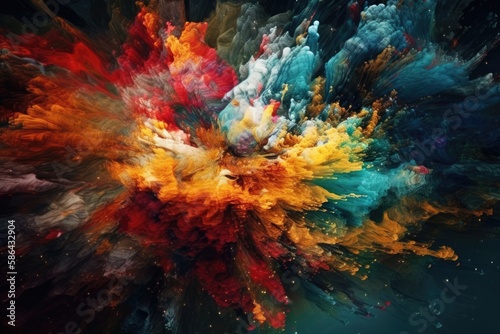 vibrant burst of colors in the sky. Generative AI © AkuAku