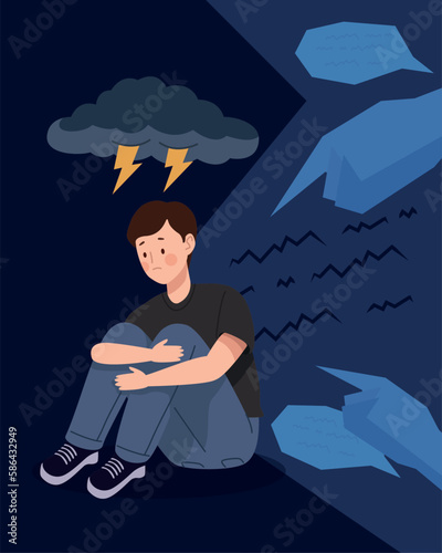 man sufering of astraphobia