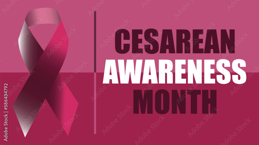 Cesarean awareness month vector banner design in pink magenta color