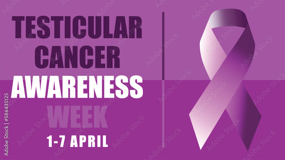 Testicular cancer awareness week vector banner design with purple color pallet, ribbon and typography. 1 to 7 April is testicular cancer awareness month. Testicular cancer awareness week vector banner design with purple color pallet, ribbon and typography. 1 to 7 April is testicular cancer awareness month.