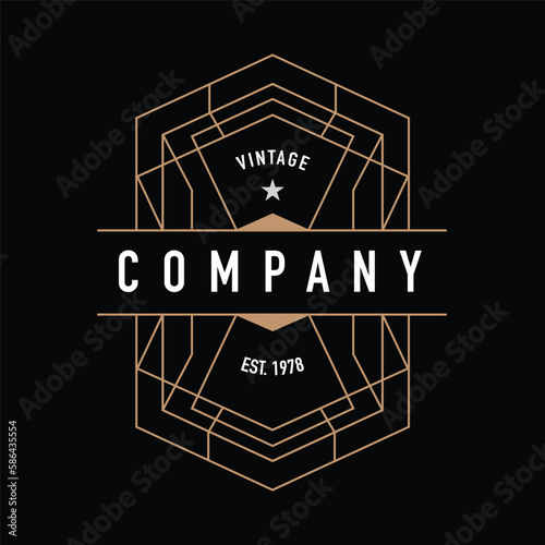 Retro art deco badge logo vintage design vector illustration