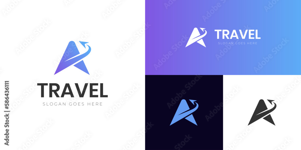 Letter A Air Travel Logo icon Design with plane graphic element, symbol, sign for travel agency logo design Letter A Air Travel Logo icon Design with plane graphic element, symbol, sign for travel agency logo design