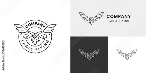 awesome phoenix wings gradient logo illustration and black silhouette bird eagle logo design