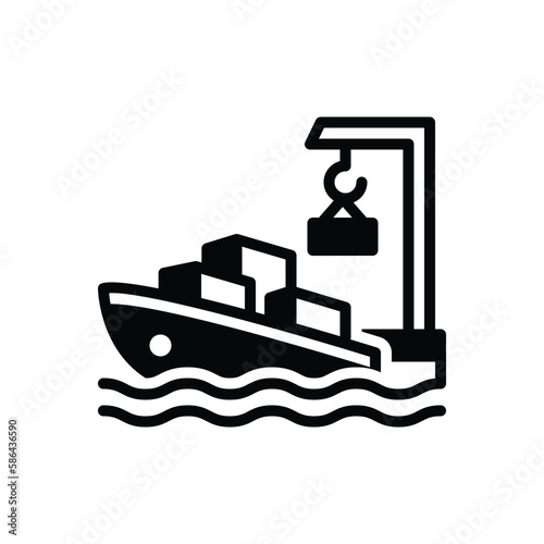 Black solid icon for harbour