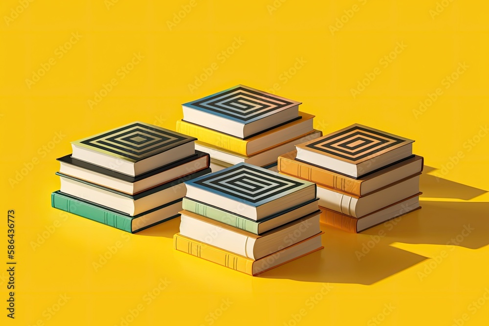 A clean and simple stack of books in a minimalistic style. Ai generative. A clean and simple stack of books in a minimalistic style. Ai generative.