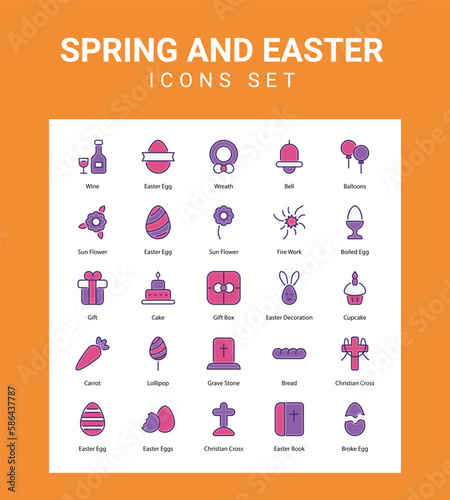 Spring and ester related icon set