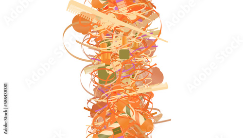Background pattern abstract design texture. Vertical seamless stripe. Border frame, transparent background. Theme is about irregular, razor blade, ointment, beauty, tones, comb, maquillage
