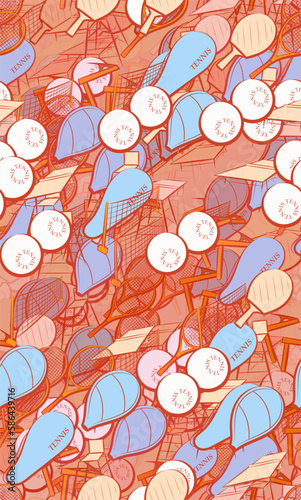Background pattern abstract design texture. Seamless. Tennis. Theme is about tennis racket case, tennis balls, lathing, pinch, sports judge, case, netting, pin, table, racket, tennis racket