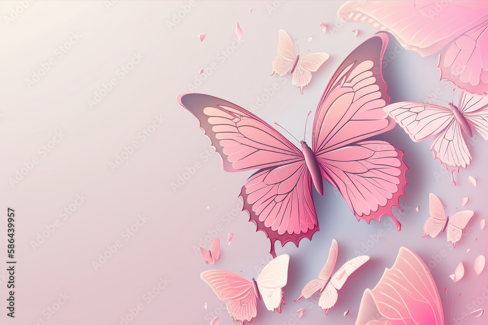 butterfly on pink background, Generative AI
