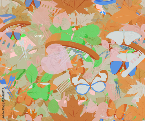 Background pattern abstract design texture. Seamless. Theme is about raker, salon, hairpin, beech, drawing, composition, wing, silhouette, gorgeous, art, beautiful, Monarch, spring, colorful
