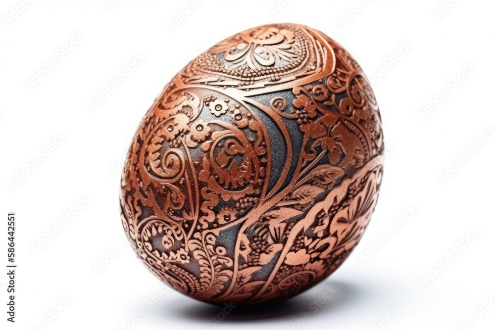 an intricately designed Easter egg on a blank white background. Generative AI an intricately designed Easter egg on a blank white background. Generative AI