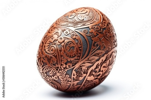 an intricately designed Easter egg on a blank white background. Generative AI