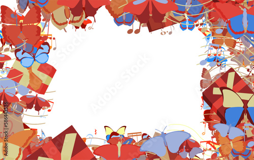 Background pattern abstract design texture. Border frame, transparent background. Theme is about minim, exotic, colorful, many, delicate, summer, gorgeous, various, decoration, musical key