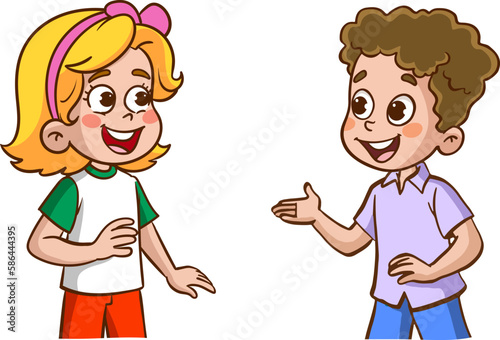 happy cute kids boy and girl talking each othercartoon vector
